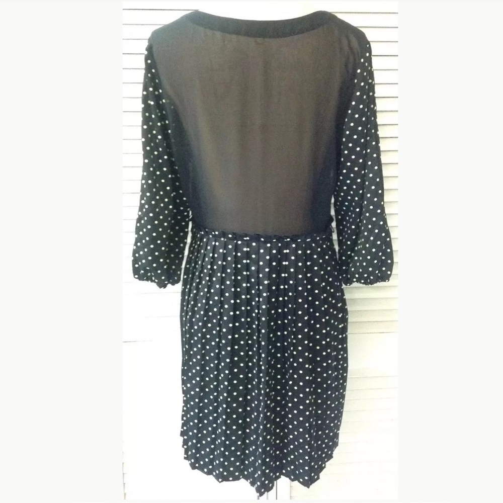 Princess Vera Wang Womens Dress size 9 Black Green Polka Dot Sheer Back Casual - Picture 6 of 8